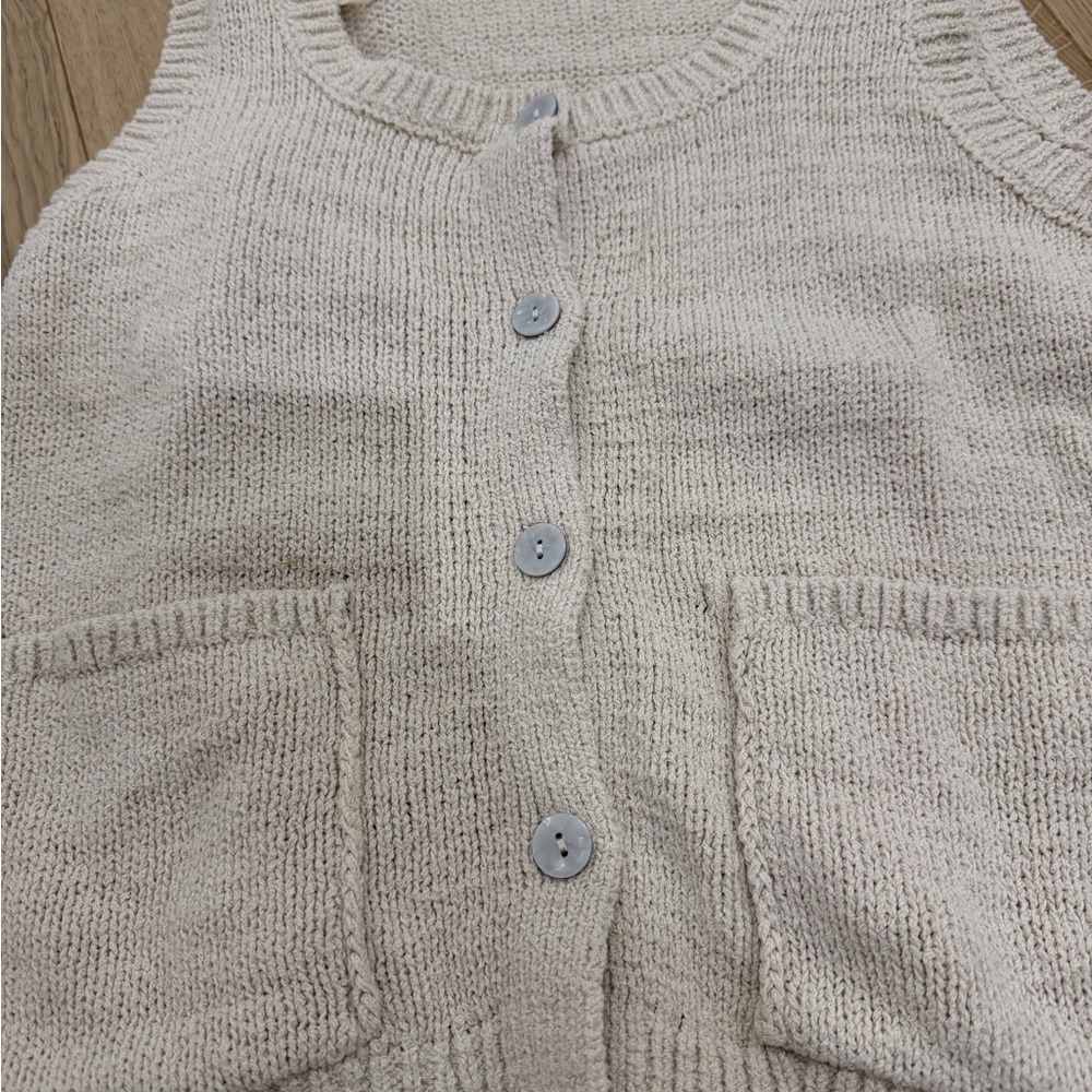 Women's Cream Knit Sweater Vest